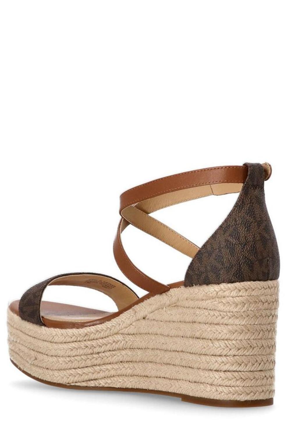 Michael Michael Kors Serena Logo Printed Wedge Sandals