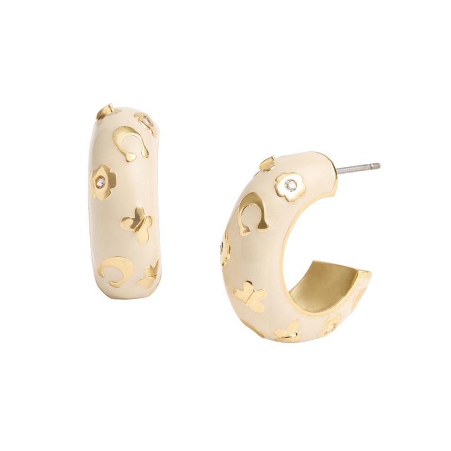 Faux Stone Signature Daisy Enamel Huggie Earrings