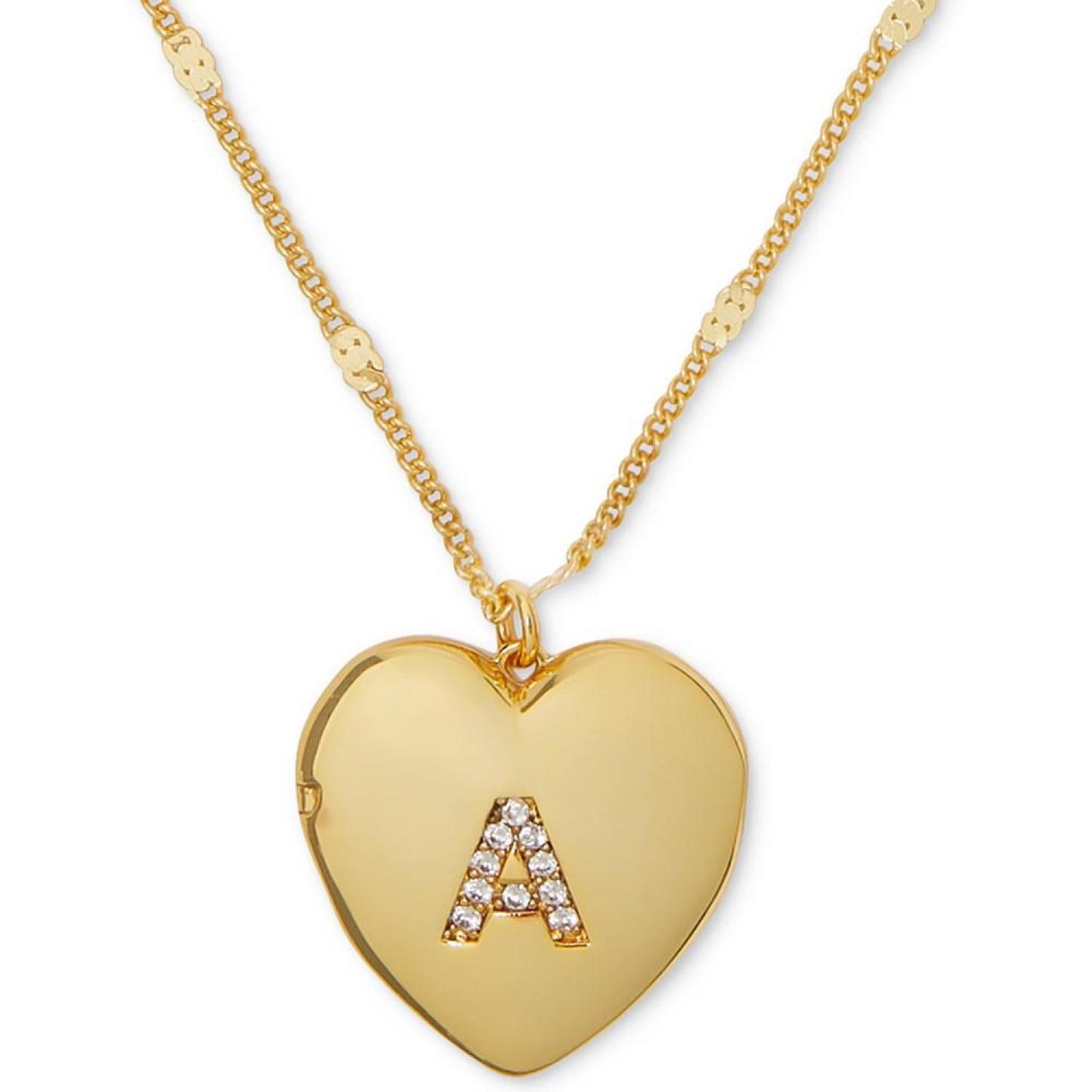 Gold-Tone Crystal A Locket Pendant Necklace, 16" + 3" extender