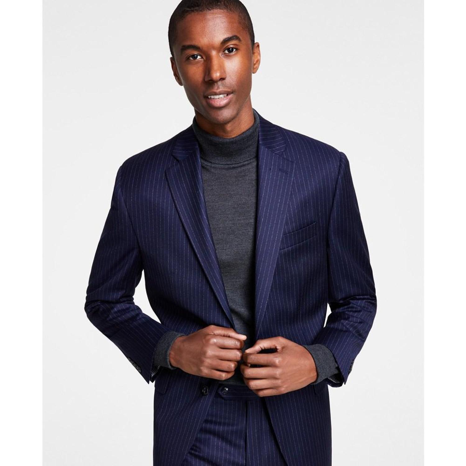 Mens navy sale pinstripe blazer