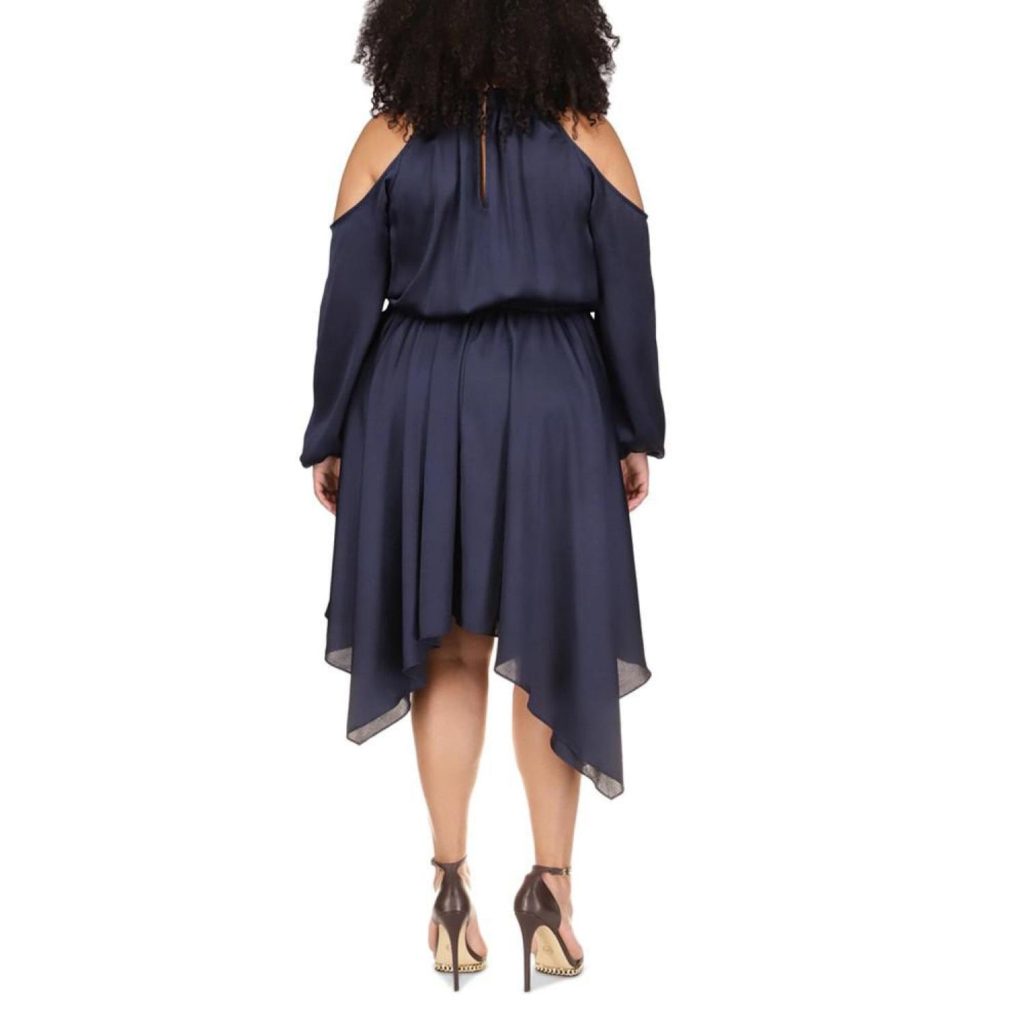 Plus Size Cold-Shoulder Handkerchief-Hem Dress