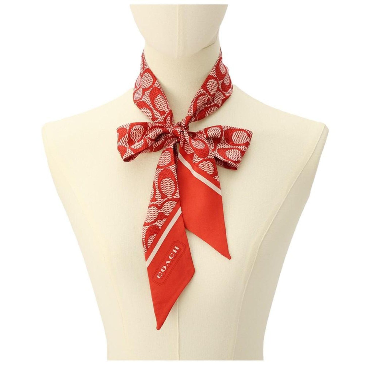 Women's Vintage-Like Signature Print Silk Skinny Scarf