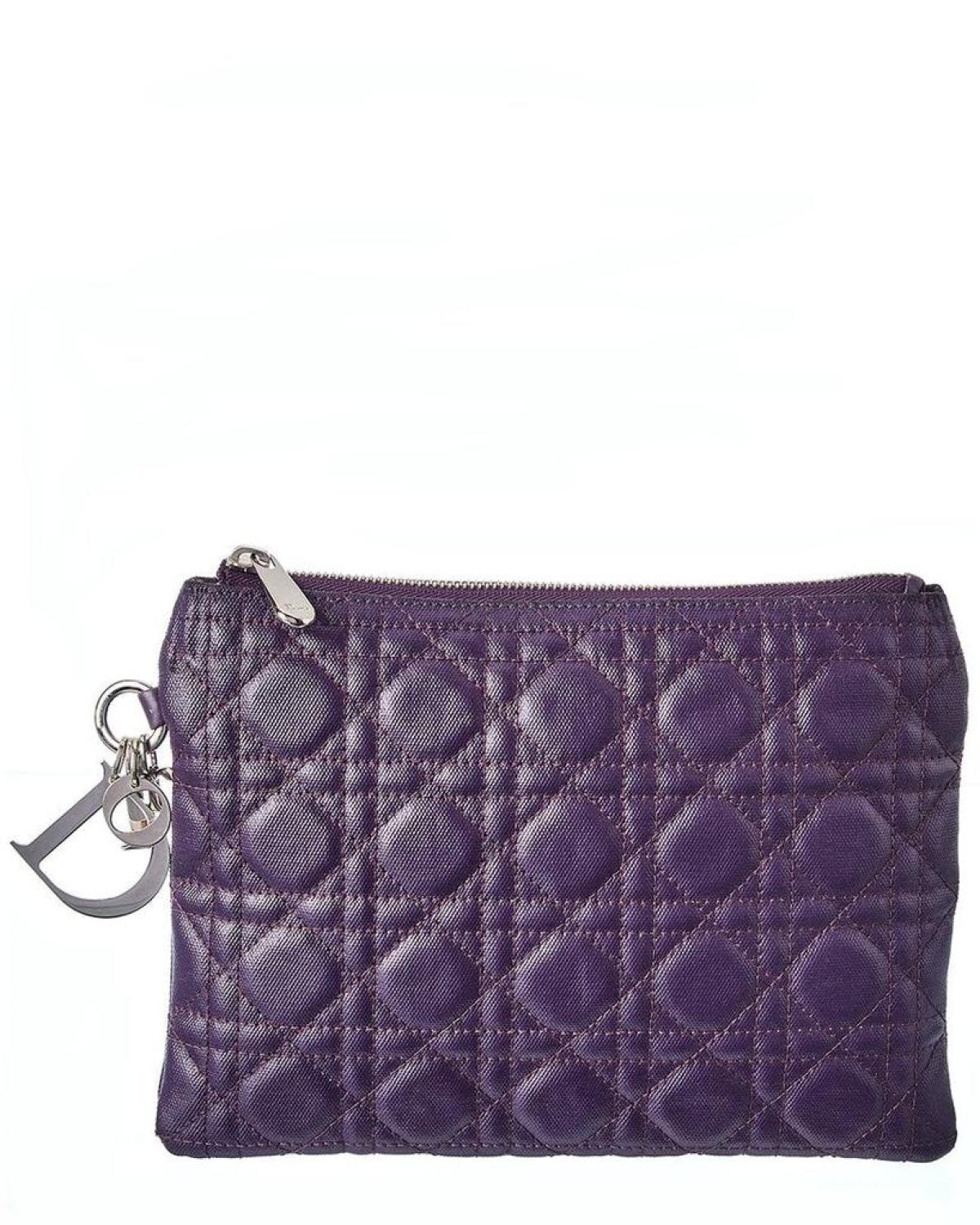 Dior Purple Cannage Leather Cannage Pouch (Authentic Pre-Owned)