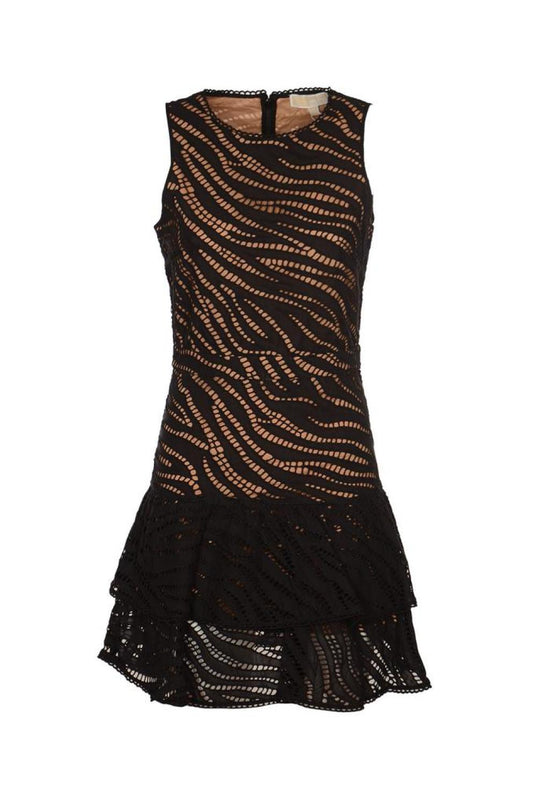 Michael Michael Kors Zebra Eyelet Ruffled Mini Dress