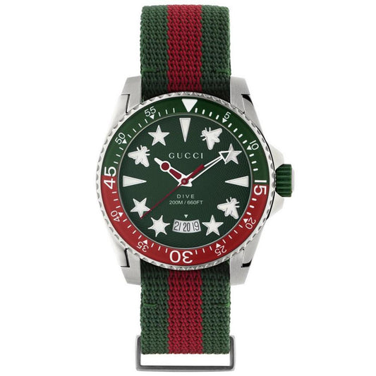 Dive Green & Red Fabric Strap Watch 40mm