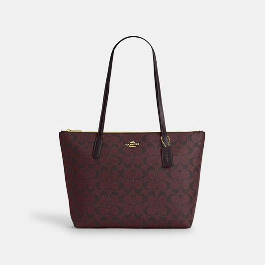 Coach Outlet Zip Top Tote In Signature Canvas