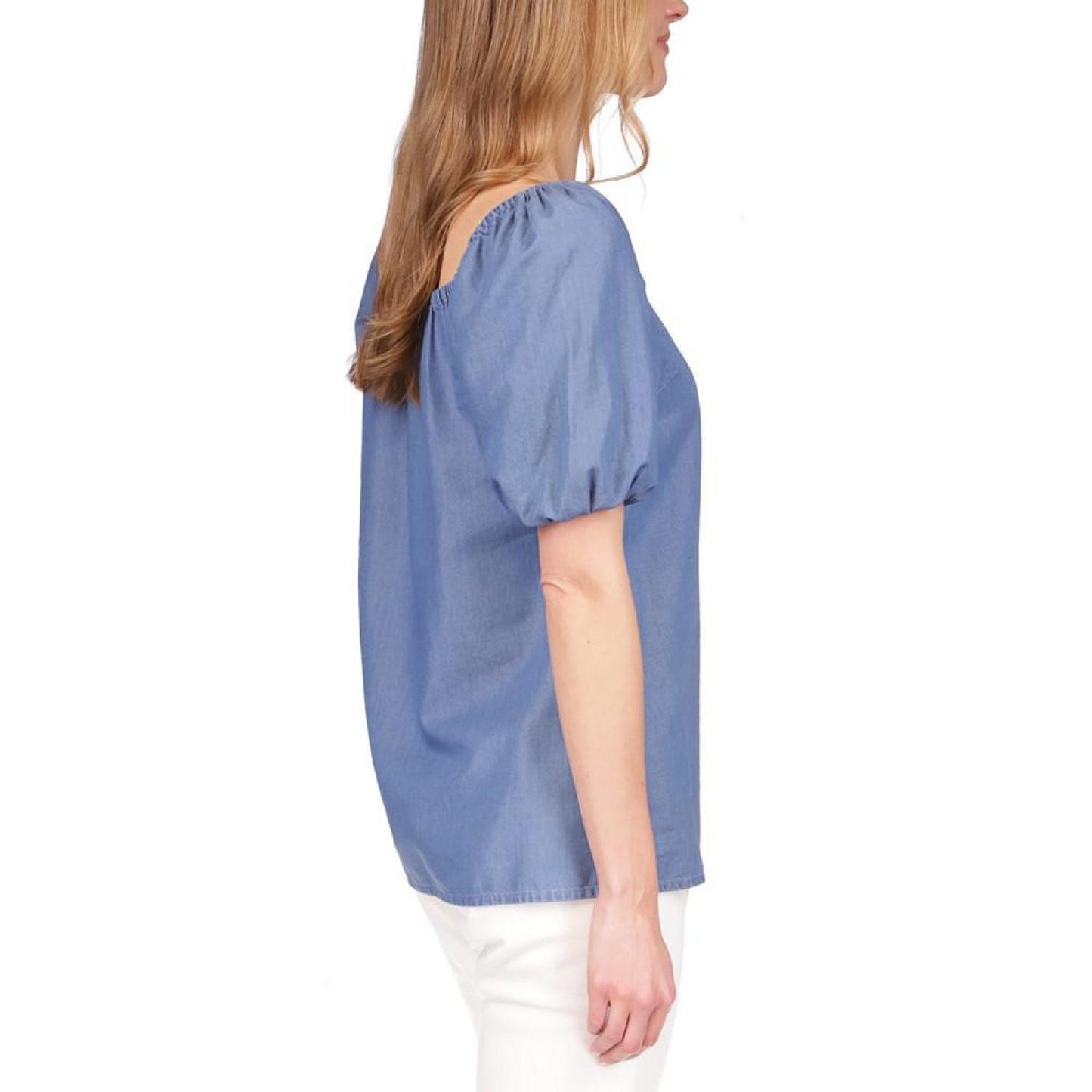 Women's Chambray Square-Neck Top, Regular & Petite