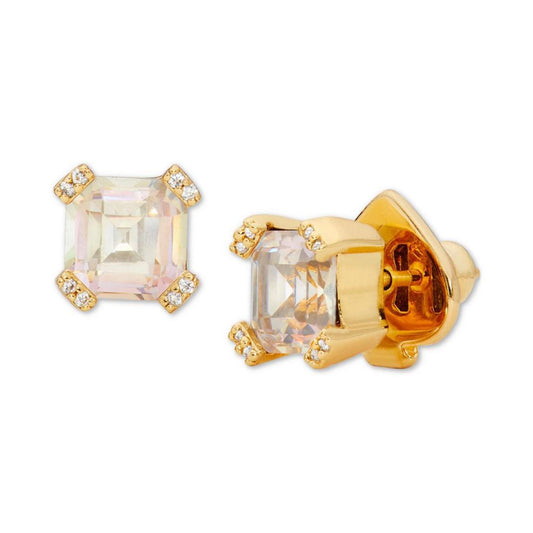 Pavé & Square Cubic Zirconia Stud Earrings