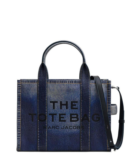 The Medium Denim Photo Print Leather Tote