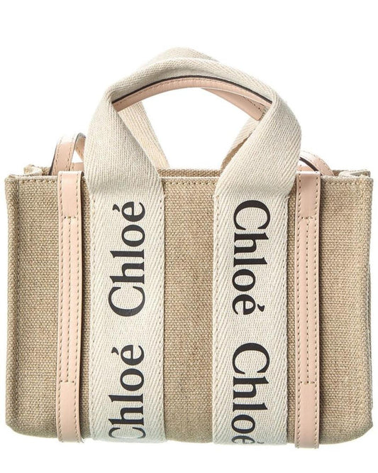 Chloé Woody Mini Canvas & Leather Tote