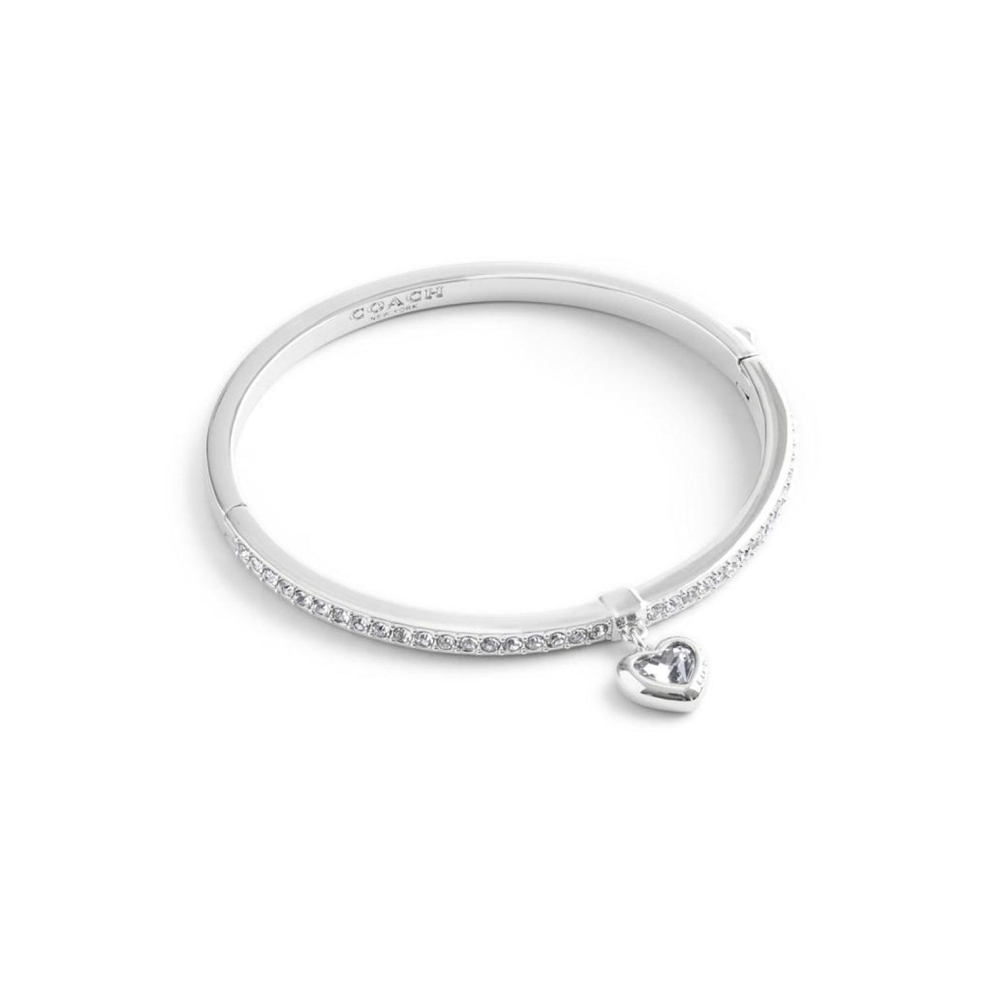 Stone Heart Charm Bangle Bracelet