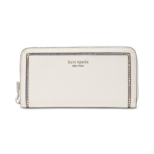 Morgan Crystal Inlay Saffiano Leather Zip Around Continental Wallet