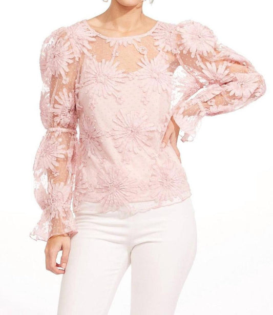 Lace Floral Blouse In Pink