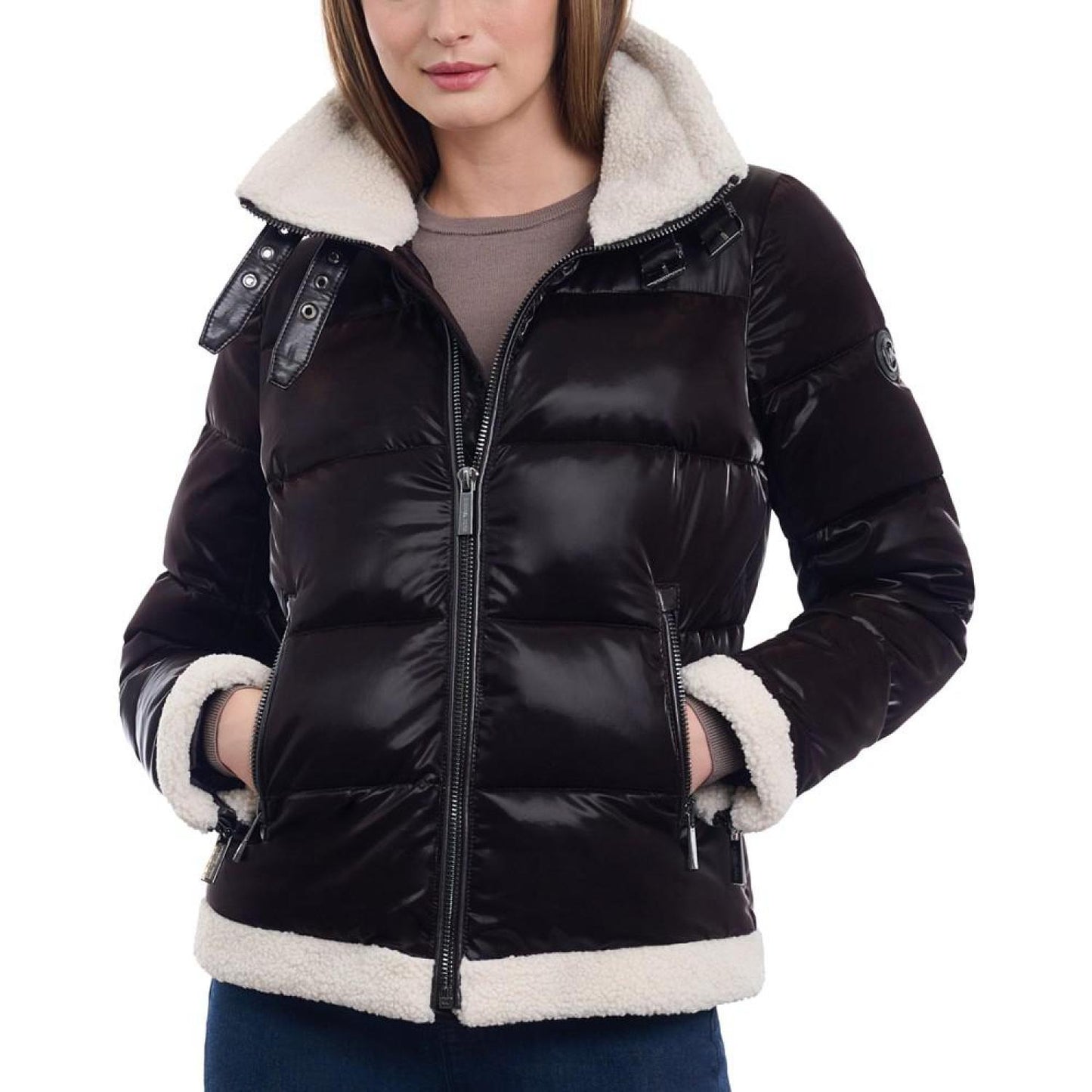 Women's Faux-Shearling Shine Puffer Coat, Created for Macy's