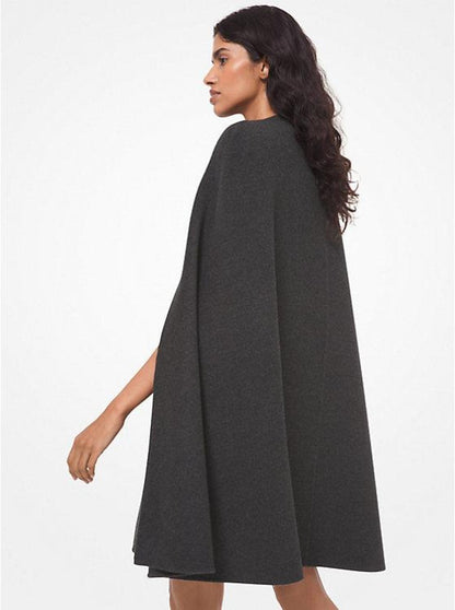 Embellished Double Face Cashgora Blend Cape Dress