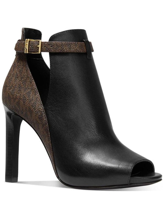 Womens Leather Cut-Out Booties