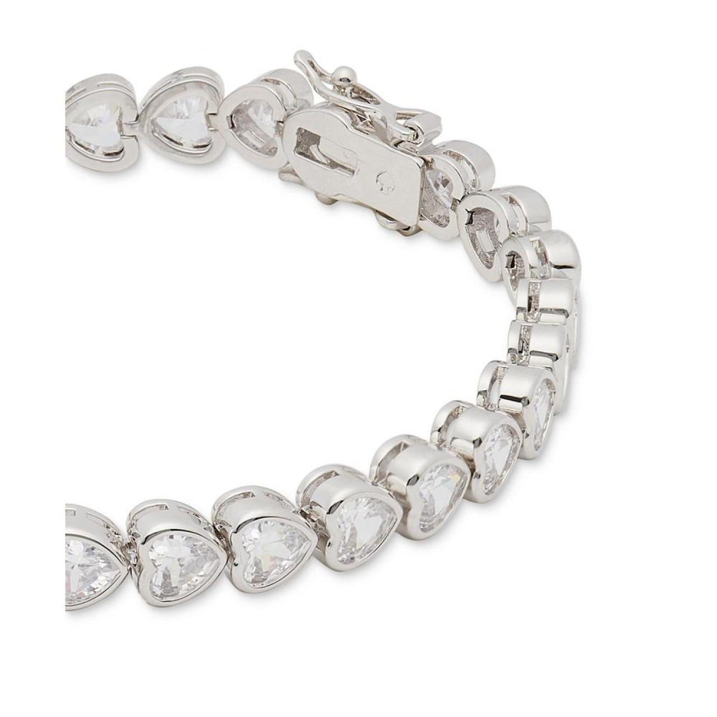 Silver-Tone Cubic Zirconia Heart Tennis Bracelet