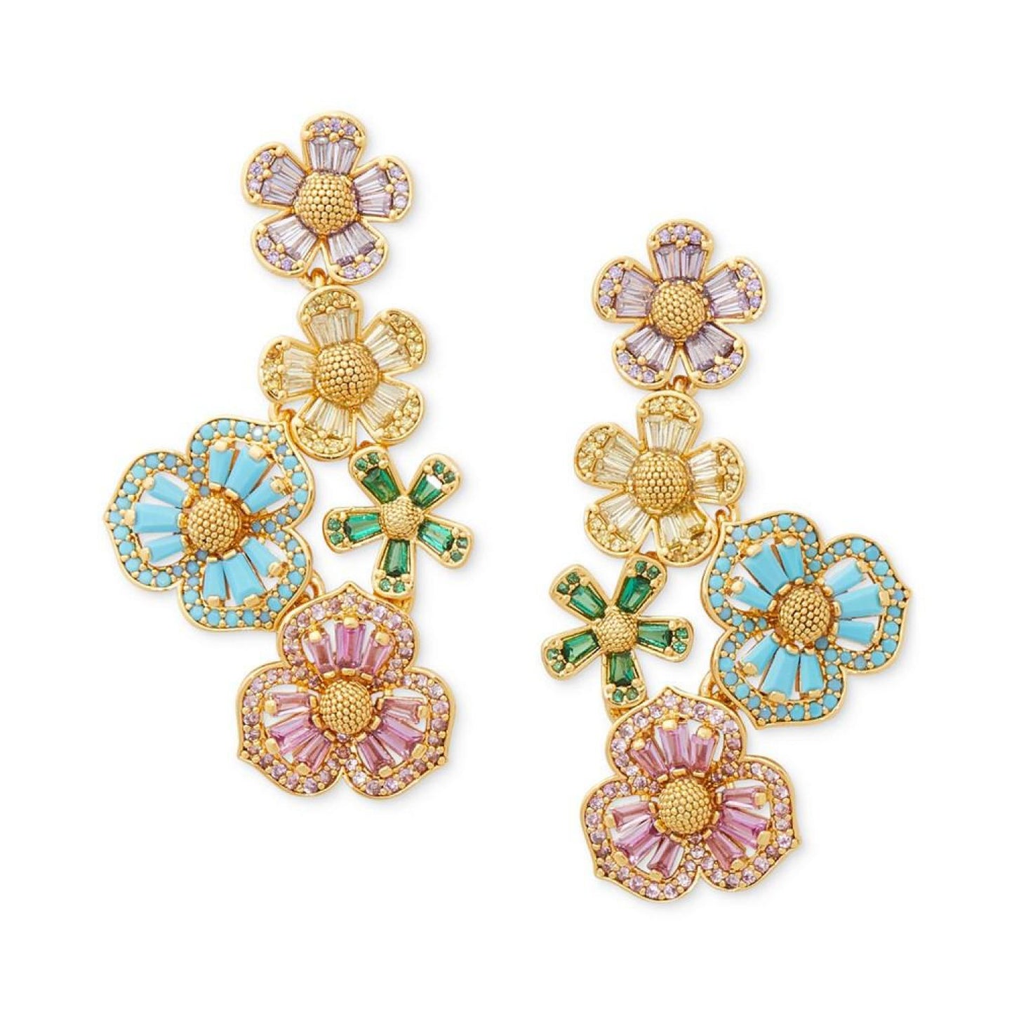 Gold-Tone Fleurette Cluster Drop Earrings