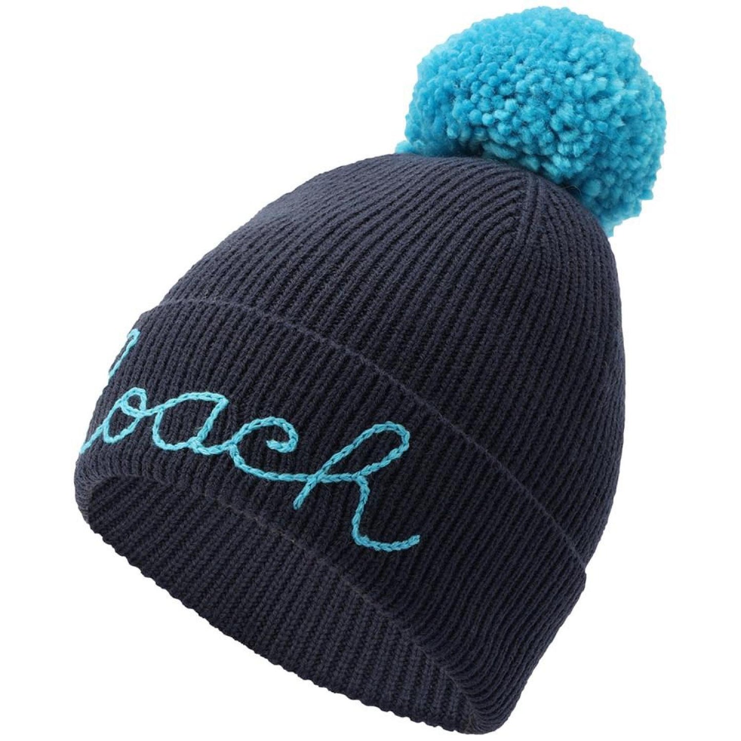 Women's Script Logo Pom Pom Beanie