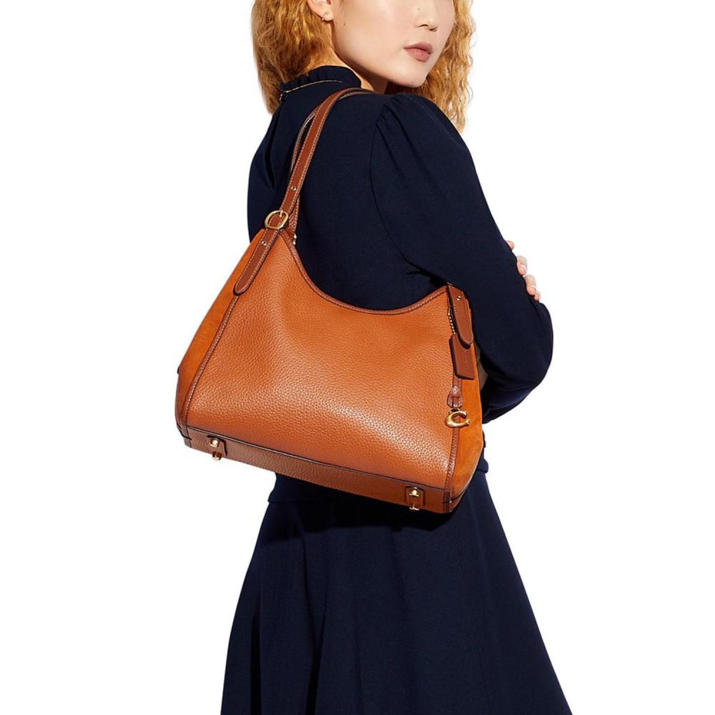 Lori Mixed Leather and Suede Shoulder Bag