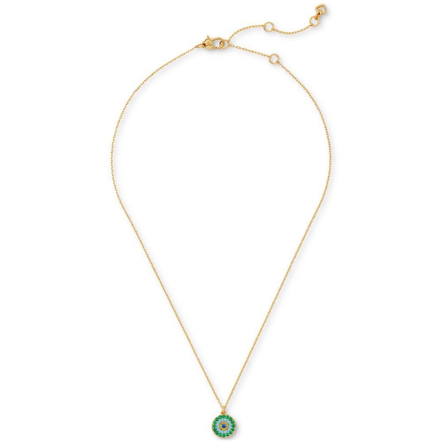 Gold-Tone Pavé Multicolor Evil Eye Mini Pendant Necklace, 16" + 3"'  extender