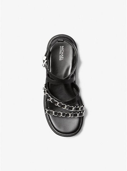 Issa Embellished Leather Flatform Sandal