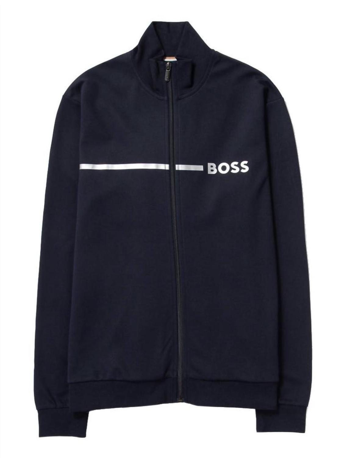 Men's Printed Logo Full Zip Tracksuit Jacket In Navy