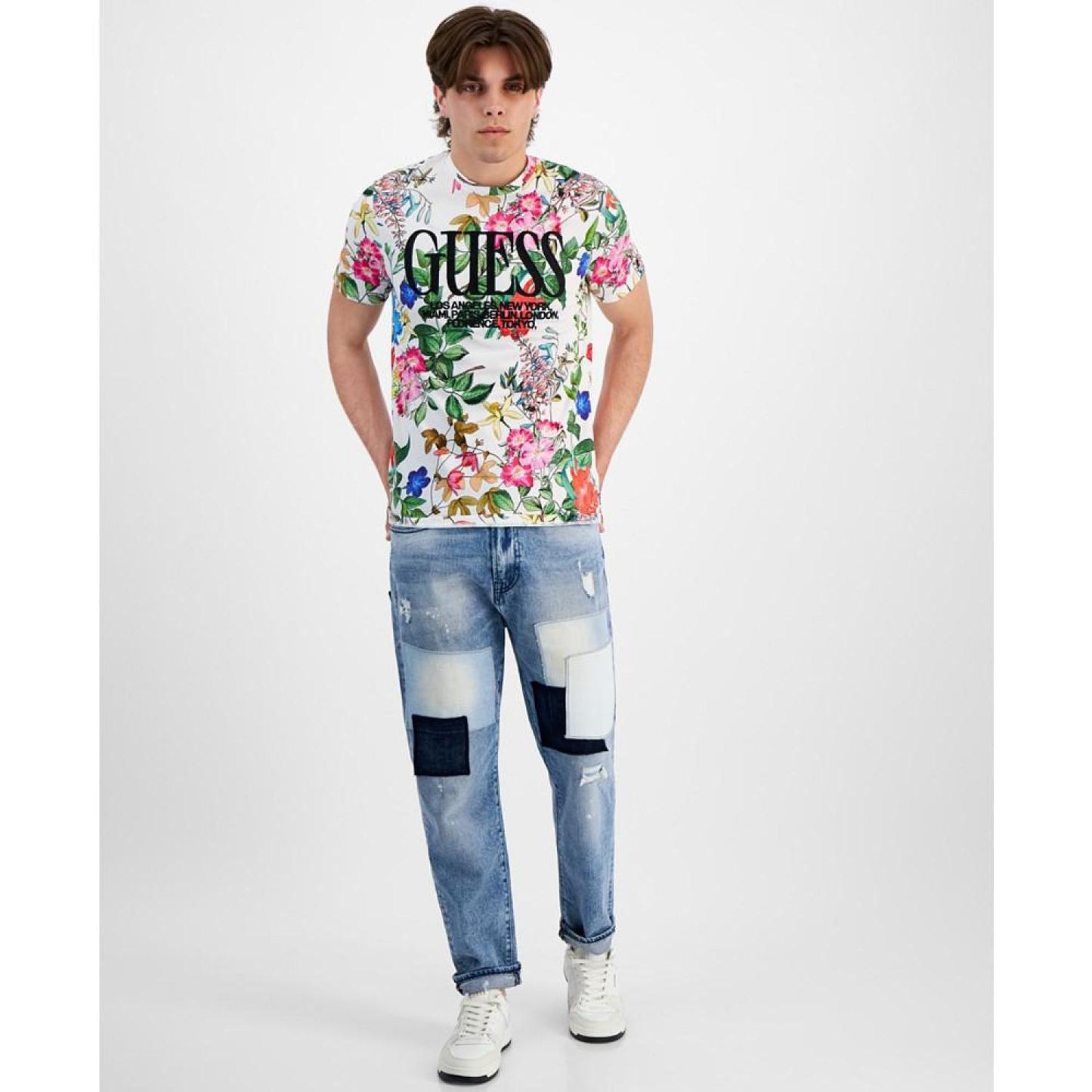 Men's Floral Embroidered Logo Graphic T-Shirt