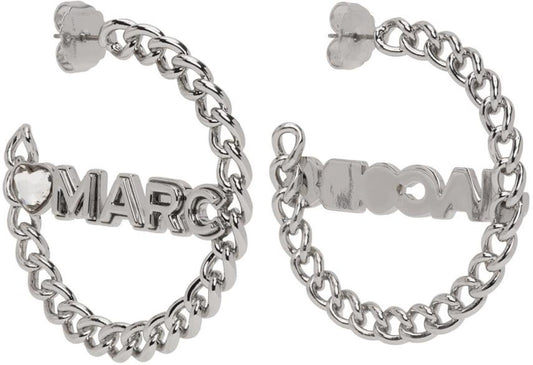 Silver 'The Charmed Chain' Hoop Earrings