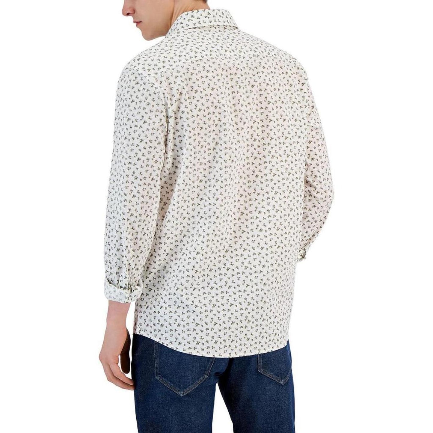 Mens Printed Slim Fit Button-Down Shirt