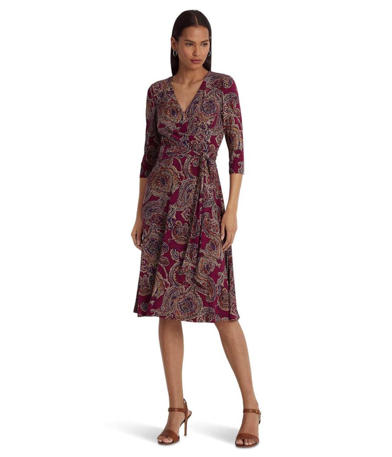 Petite Paisley Surplice Jersey Dress