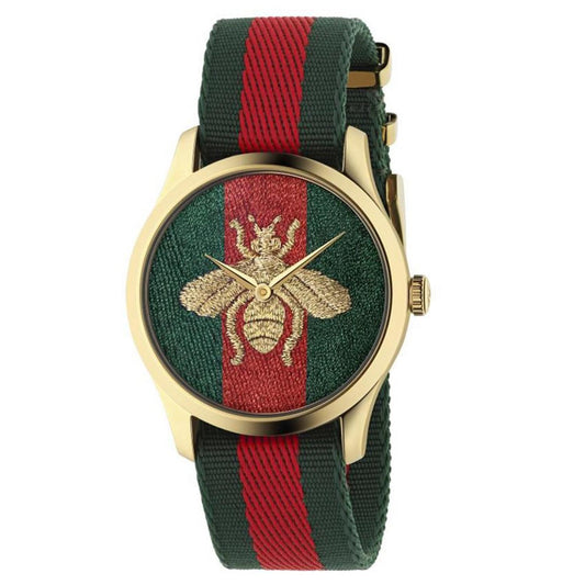 Women's Swiss G-Timeless Red and Green Nylon Strap Watch 38mm