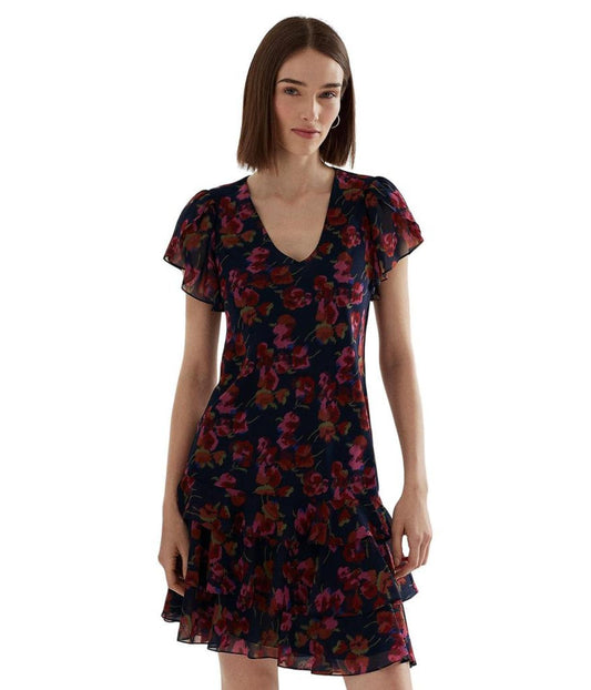 Floral Georgette Drop-Waist Dress