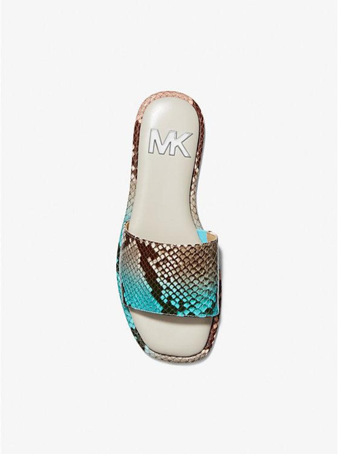 Hayworth Snake Embossed Leather Slide Sandal