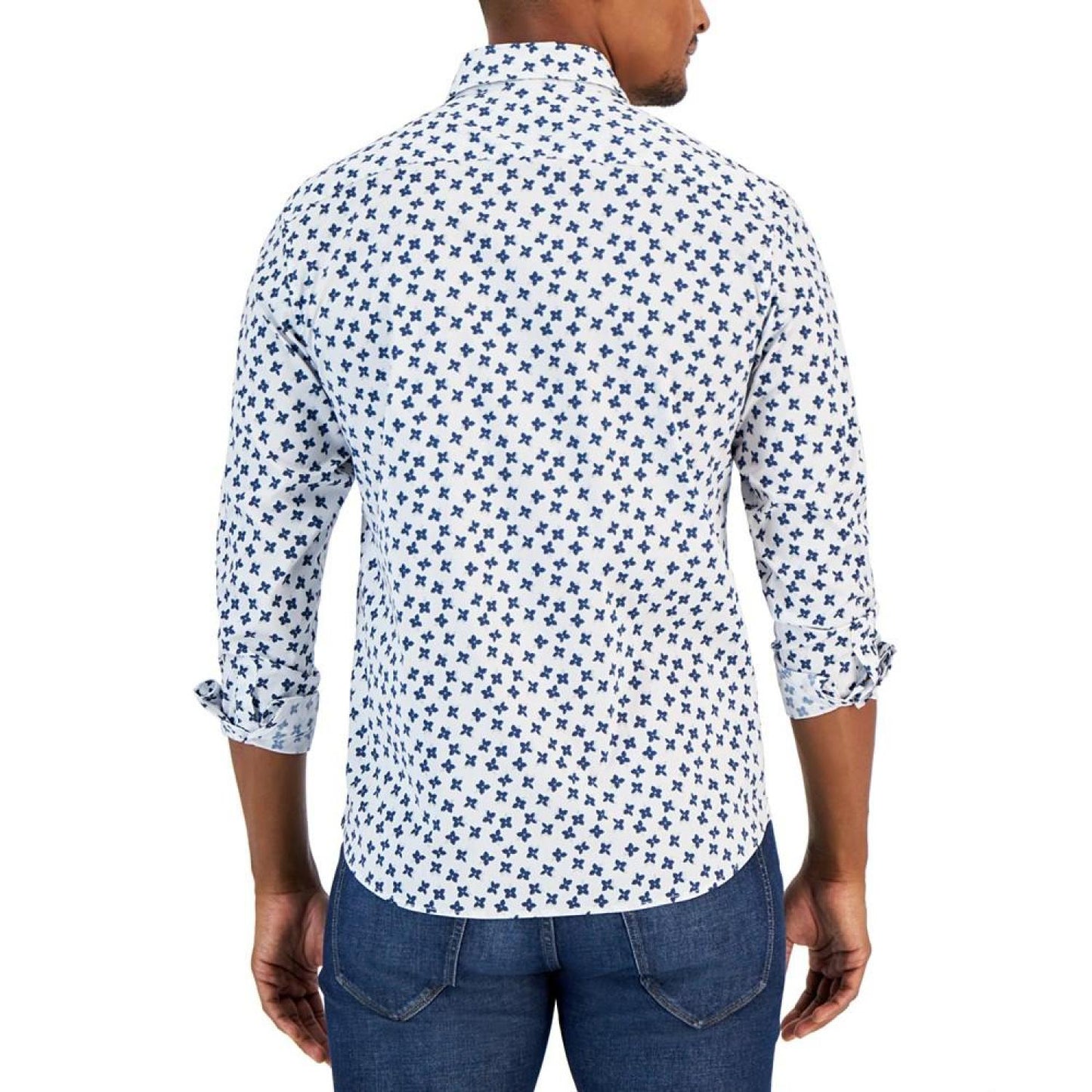 Men's Slim Fit Stretch Floral Print Long Sleeve Shirt