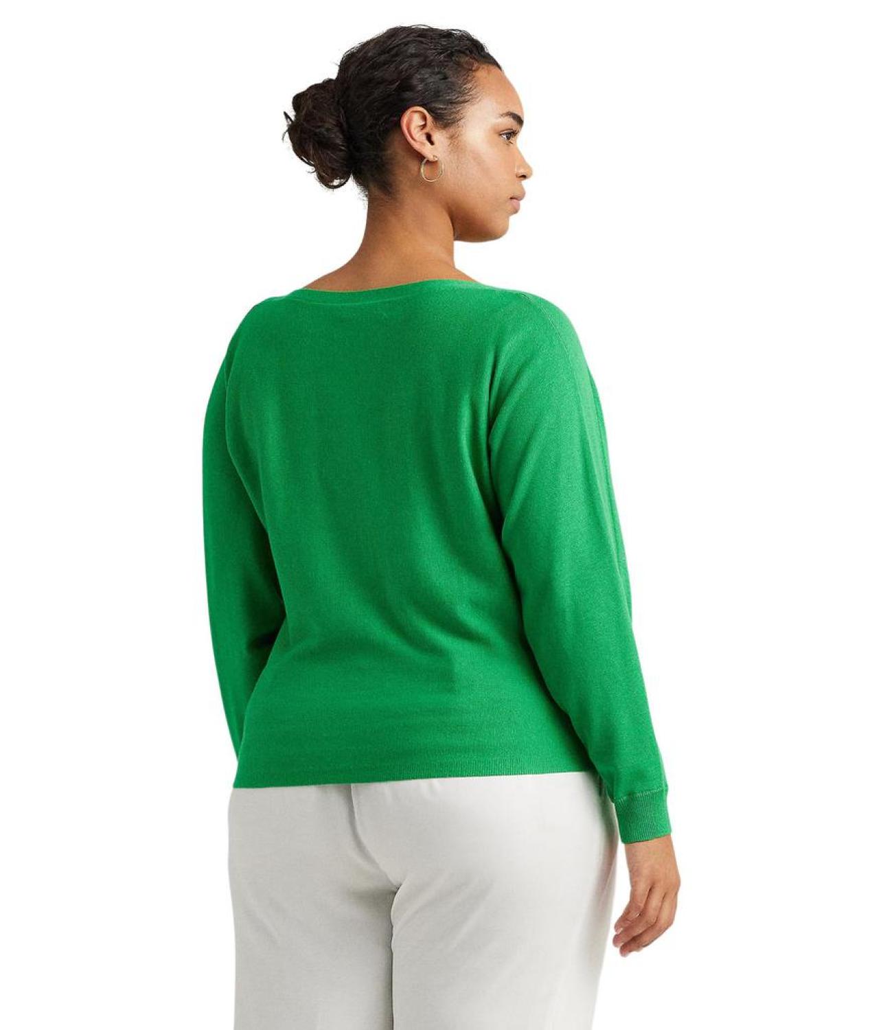 Plus-Size Cotton-Blend Dolman-Sleeve Sweater