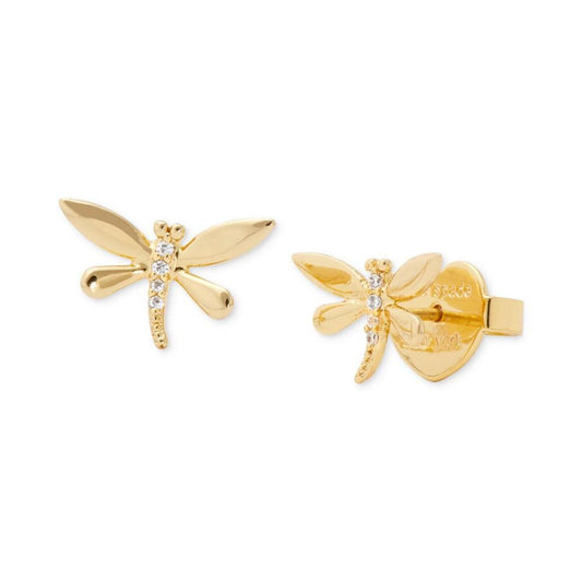 Gold-Tone Pavé Dragonfly Stud Earrings