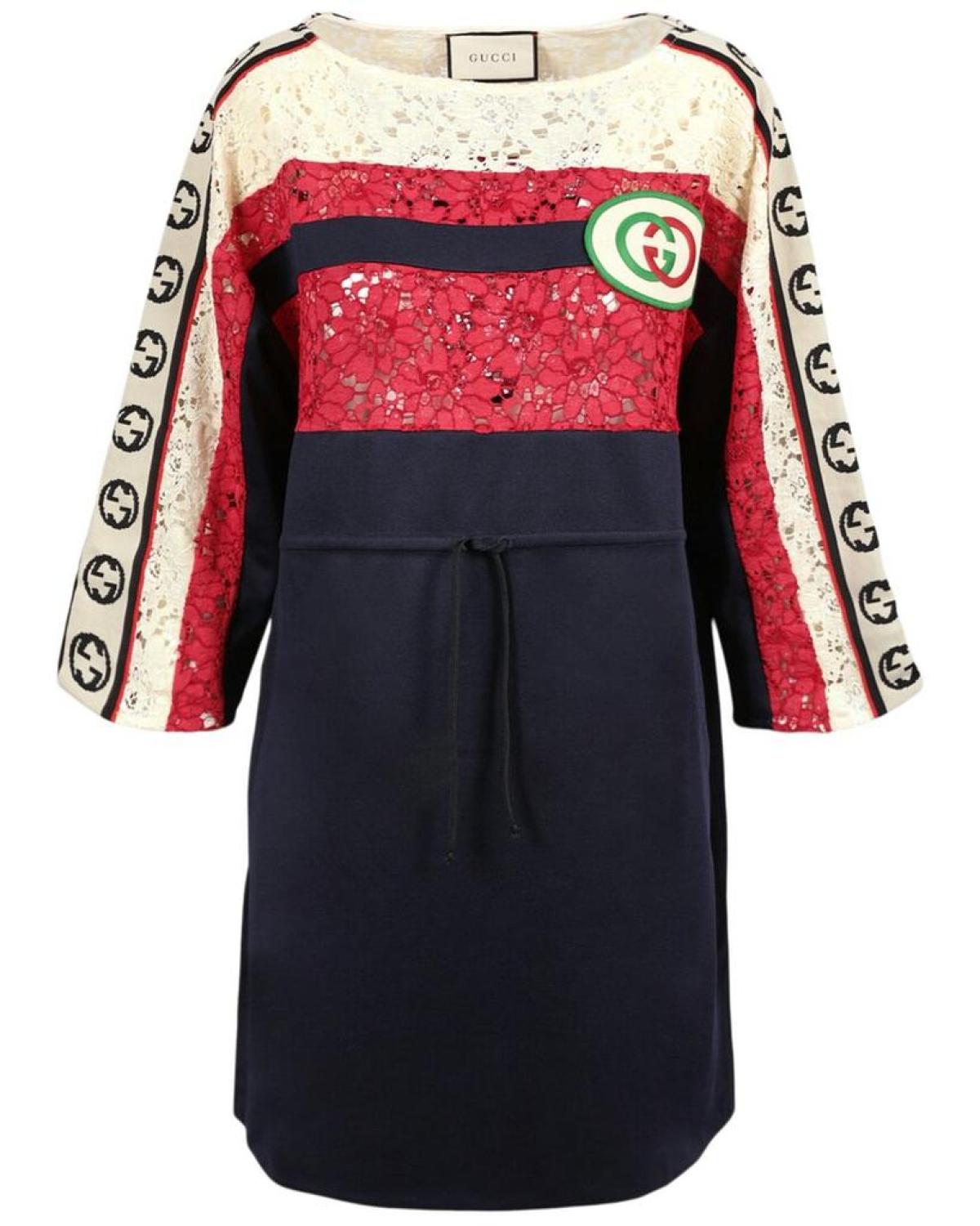 Gucci Lace & GG Web Dress