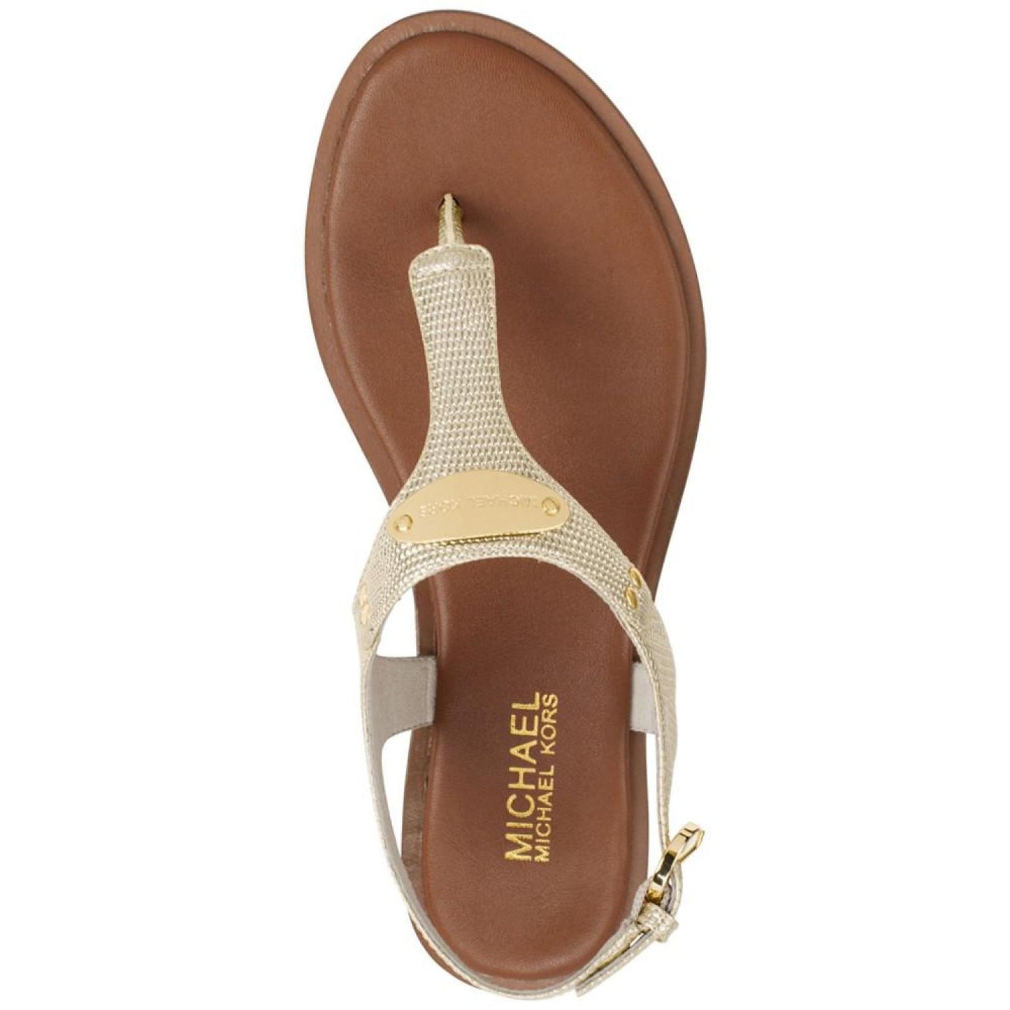 Women's MK Plate Flat Thong Sandals