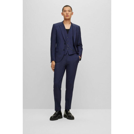 Three-piece slim-fit suit in performance-stretch fabric