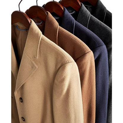 Men's Classic Fit Single-Breasted Wool Blend Overcoats