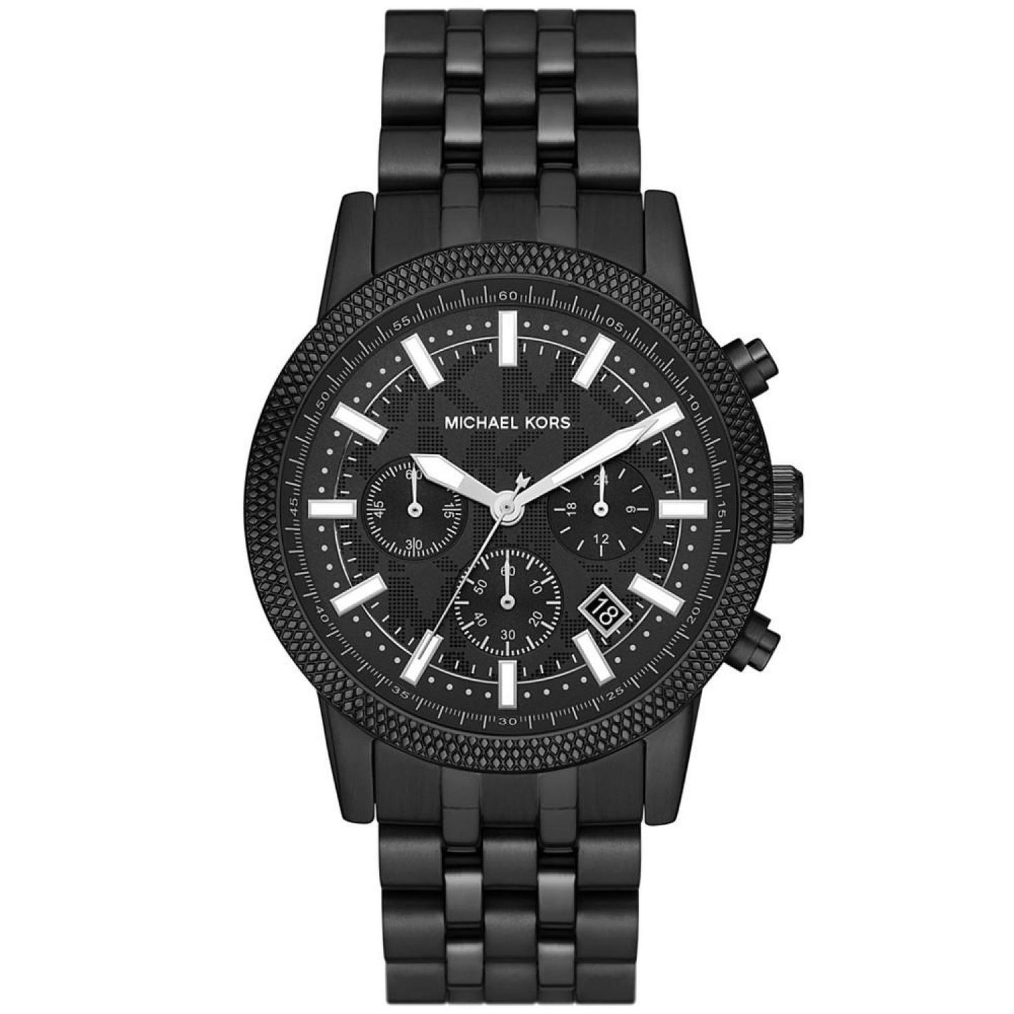 Men's Hutton Chronograph Black Stainless Steel Bracelet Watch, 43mm