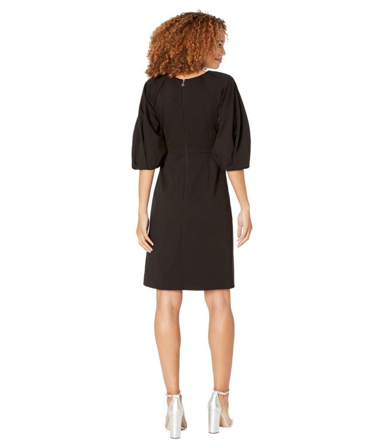 Pleated Sleeve Ponte Dress