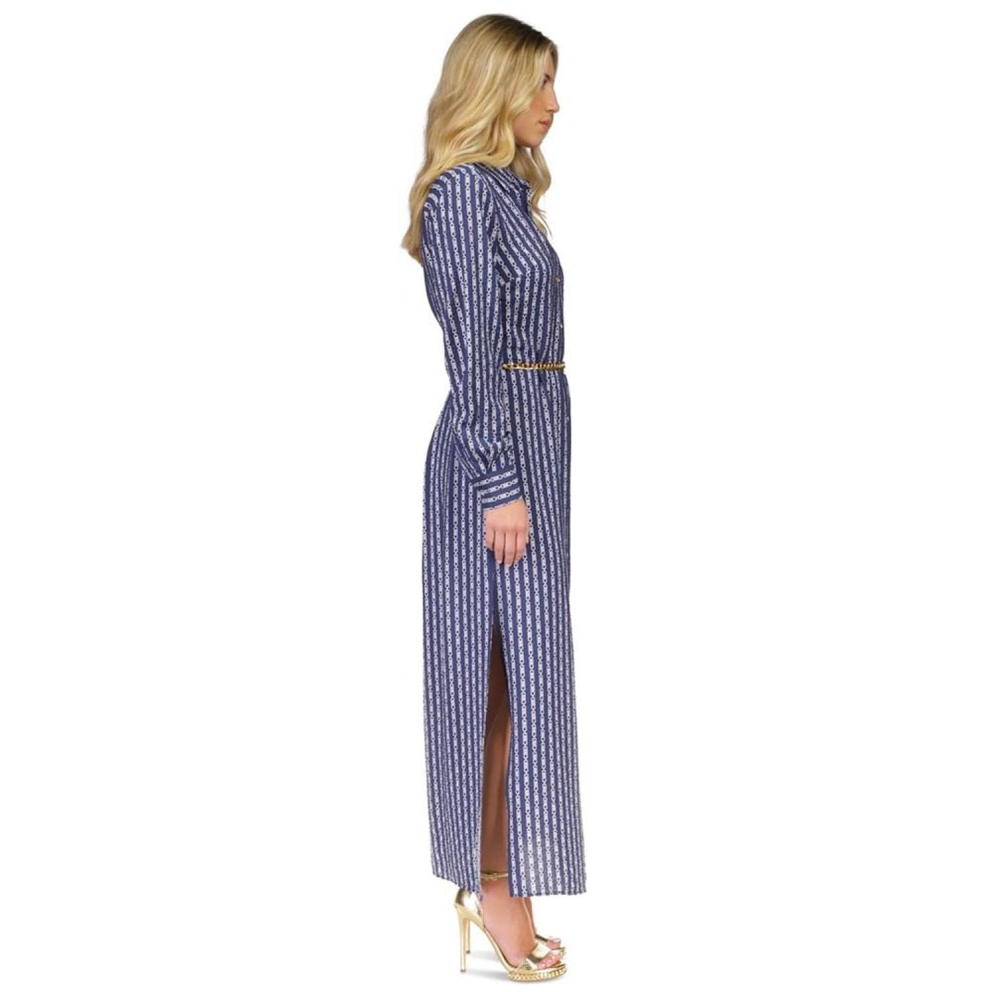 Women's Printed Belted Maxi Shirtdress