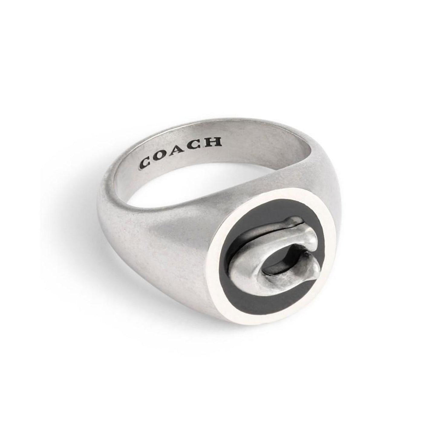 Men's Sterling Silver Enamel Signature C Signet Ring