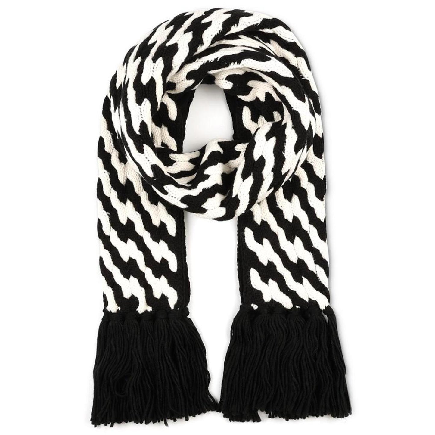 Women's Two-Tone Cable-Knit Fringe-Trim Scarf