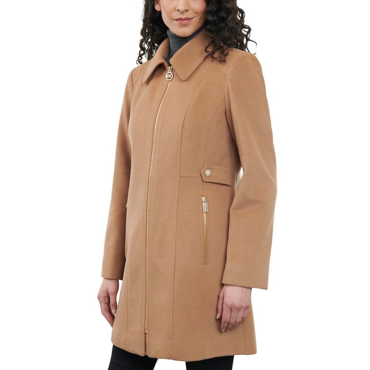 Women's Wool Blend Zip-Front Coat