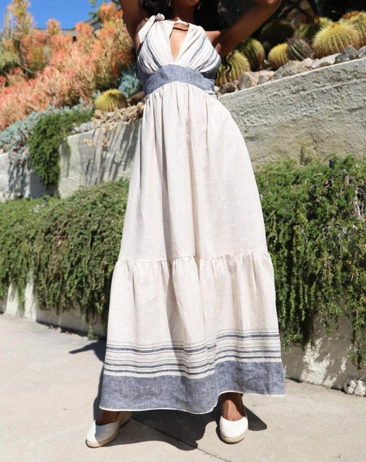 Lamar Maxi Dress In Provence Stripe