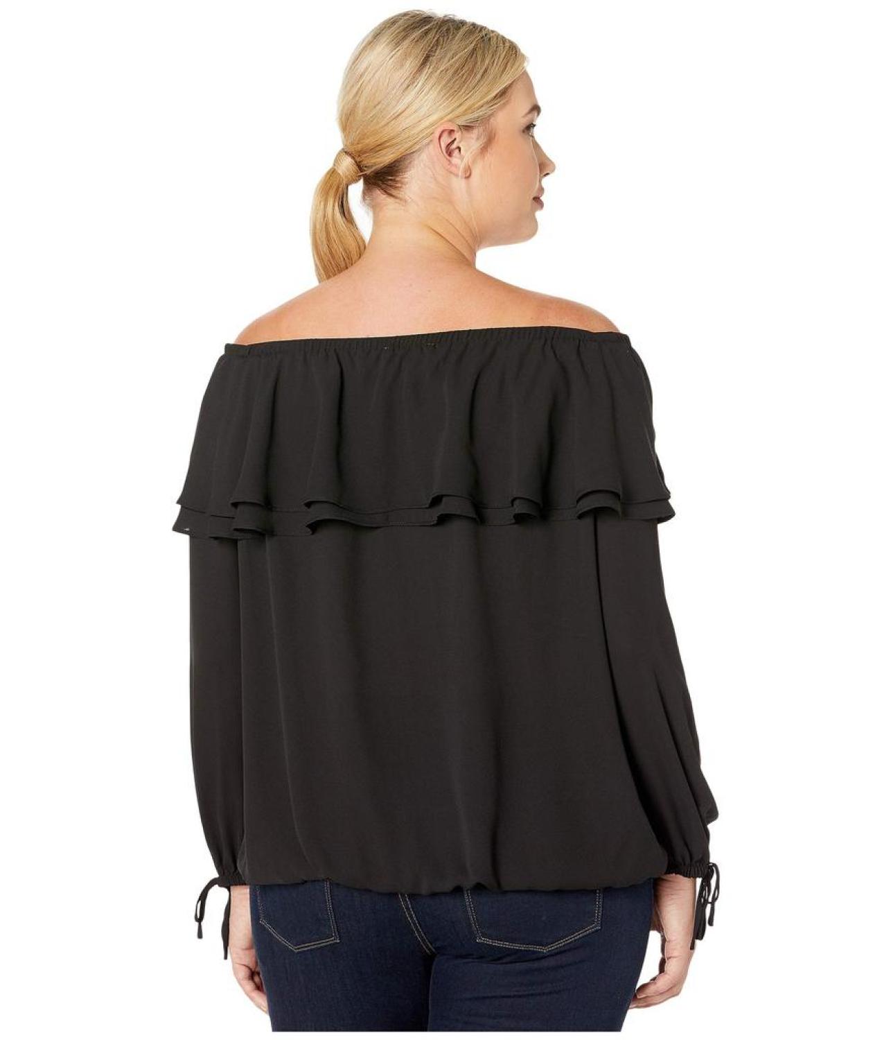 Plus Size Ruffle Peasant Top