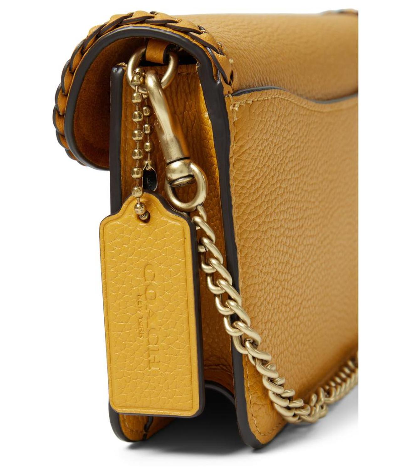 Braided Leather Trim Tabby Chain Clutch